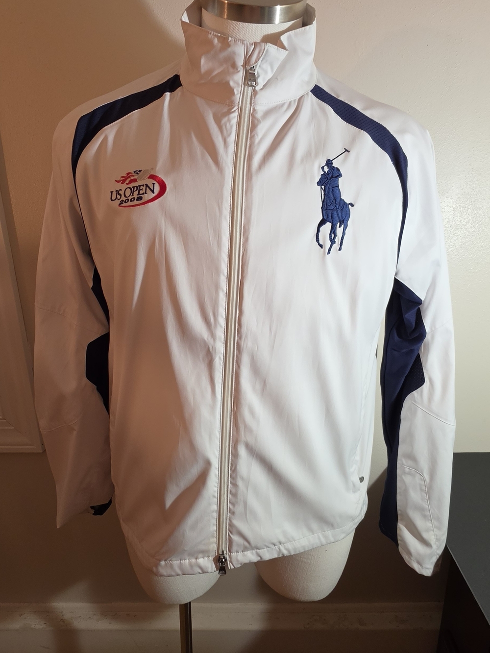 Polo by Ralph Lauren White & Navy US Open Zip-Front Windbreaker Jacket